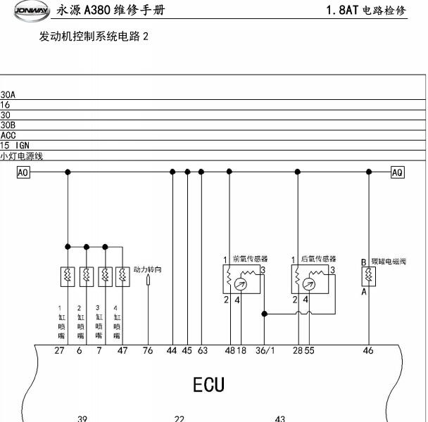 2010年永源A380 4G93D发动机电路图
