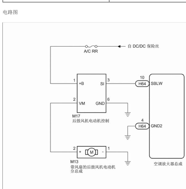 2022年丰田皇冠陆放混动版后鼓风机电路图
