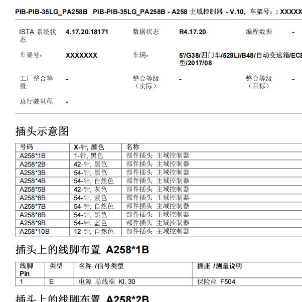 2018年宝马528Li BDC模块针脚