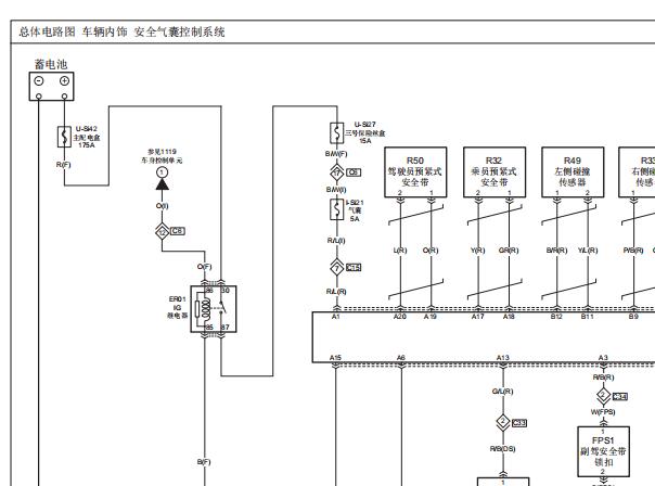 2023年奔腾B70安全气囊电路图