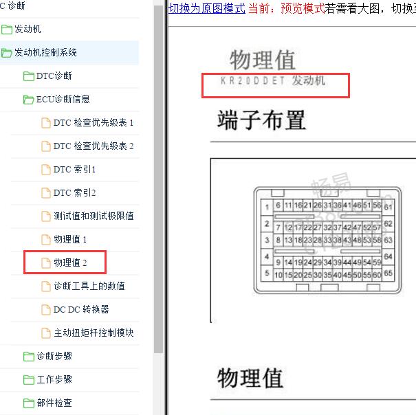 2019-2020年日产天籁 KR20发动机针脚