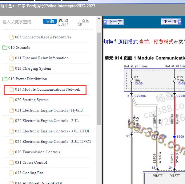 2022-2023年Ford(福特)-Police Interceptor CAN线路图