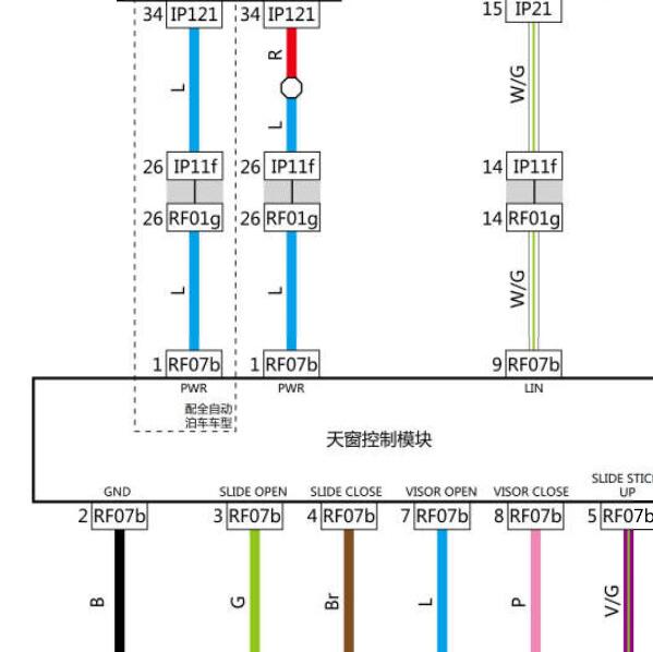 2019-2020年吉利星越天窗电路图