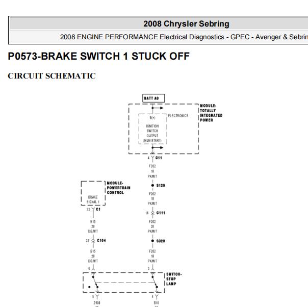 2008年克莱斯勒铂锐P0573故障码资料