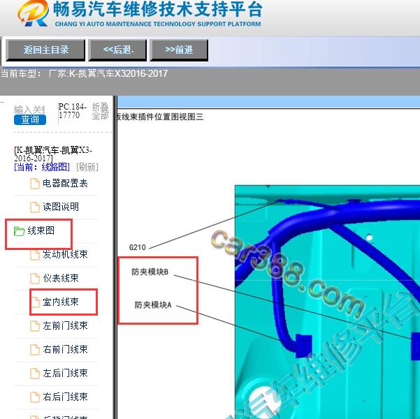 2016-2017年凯翼X3防夹模块位置