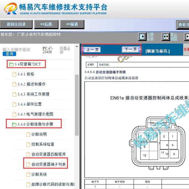 2019年吉利博越变速箱针脚资料