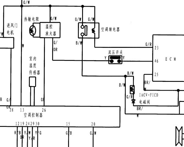 郑州日产奥丁空调电路图