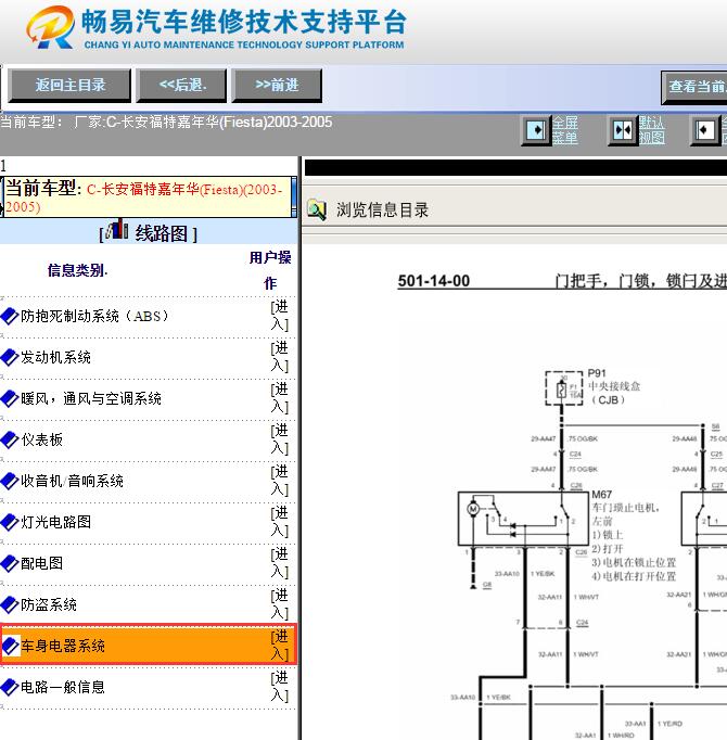 2003-2005年长安福特嘉年华中控锁电路图