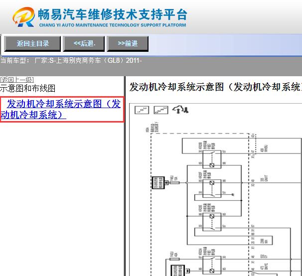 2011年别克GL8发动机冷却风扇电路图