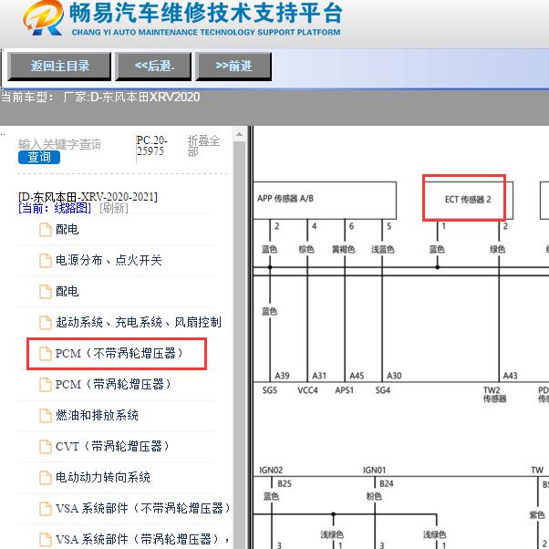 2020年本田XRV水温传感器电路图