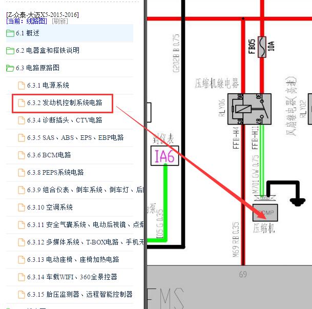 2015-2016 年大迈X5 空调压缩机电路图