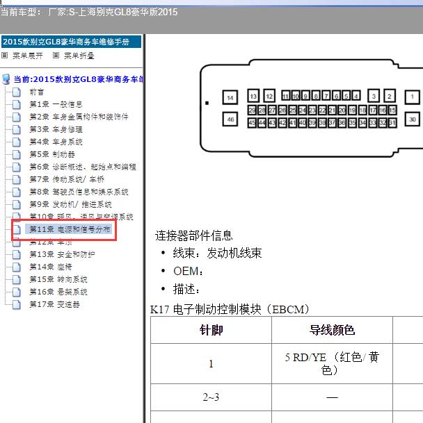 2015年别克GL8 ABS针脚定义