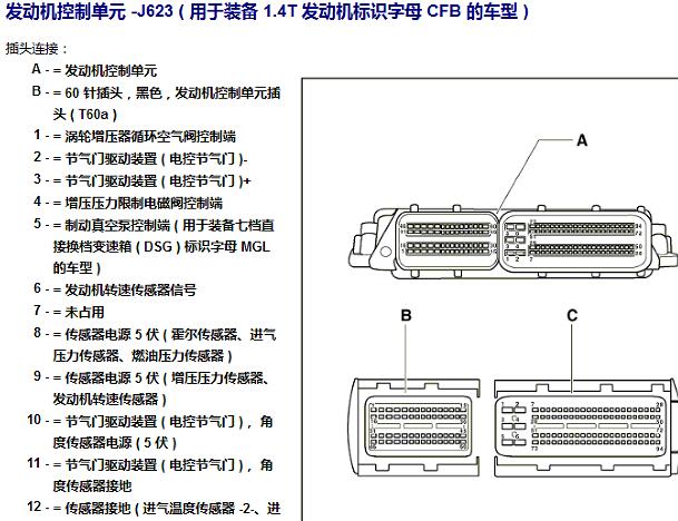 2011年大众高尔夫发动机针脚资料