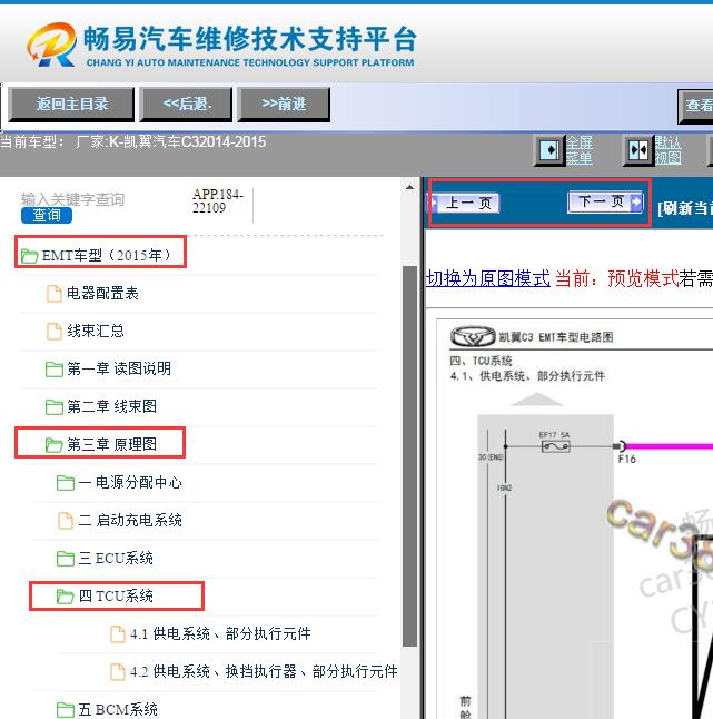 2014-2015年奇瑞凯翼C3变速箱电路图