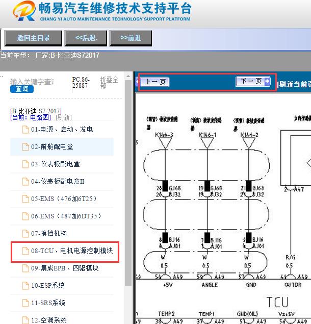2017年比亚迪S7变速箱电路图