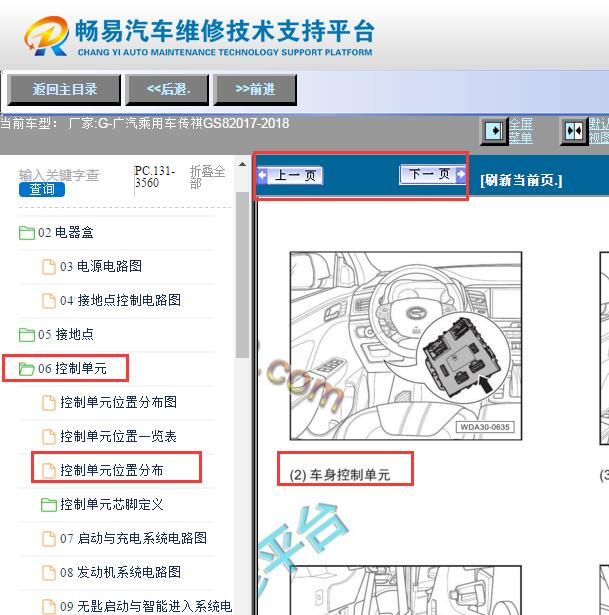 2017年广汽传祺GS8车身电脑位置