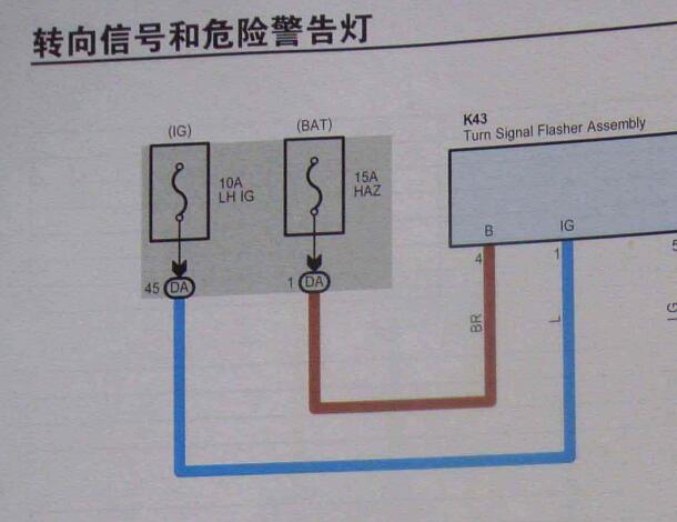 2011-2013年丰田锐志转向灯电路图和位置