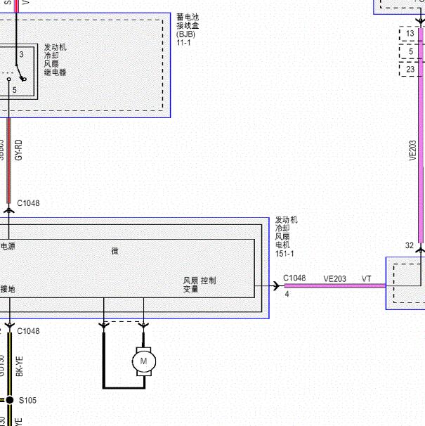2012年福特福克斯发动机风扇电路图