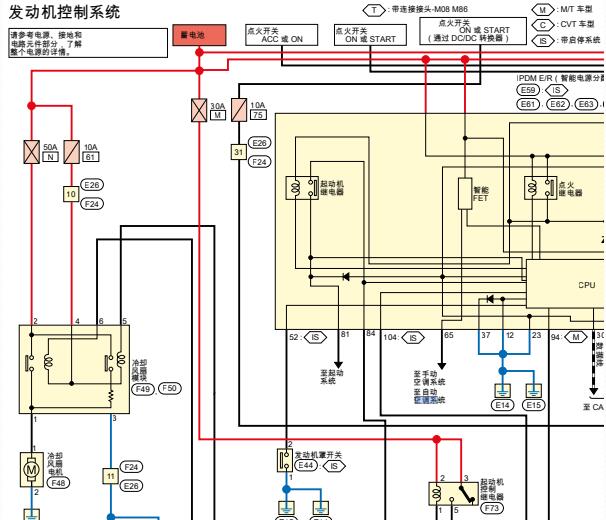 2019年日产轩逸发动机电路图