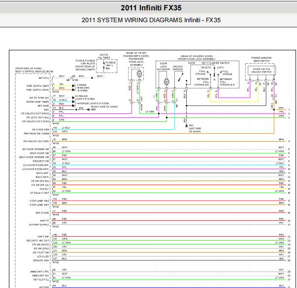 2011年英菲尼迪FX35防盗系统电路图