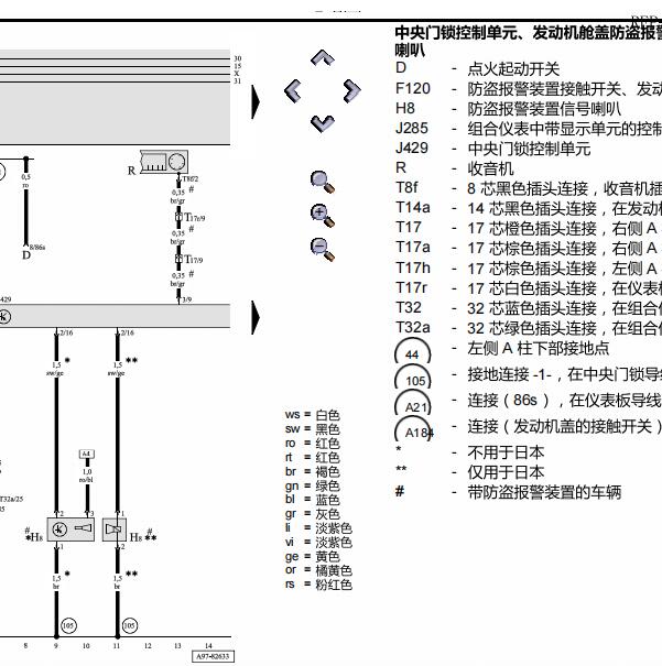2004年奥迪A6中控锁电路图