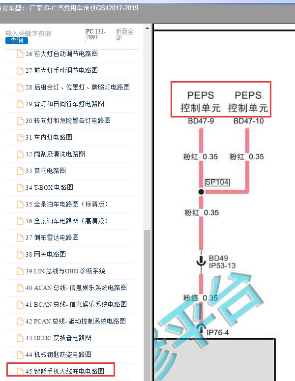 2017年传祺GS4  PEPS电路图
