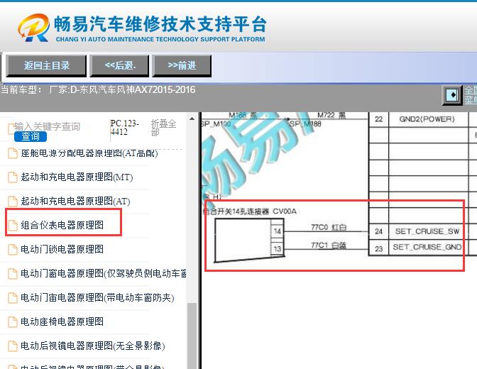 2015-2016年东风风神AX7定速巡航相关电路图