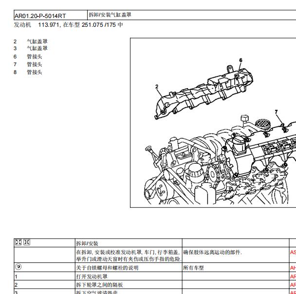 2006年奔驰R500发动机维修手册