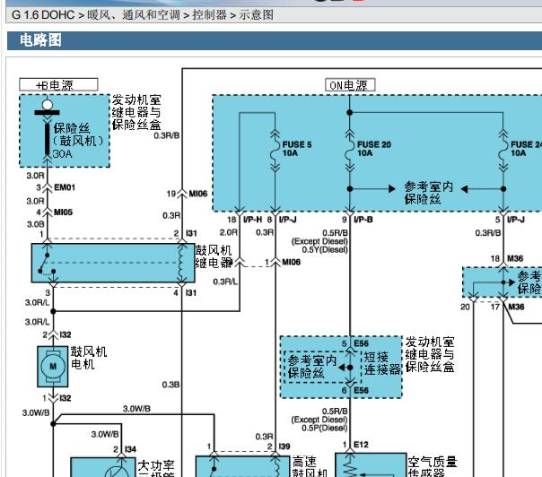 2011年现代伊兰特空调电路图