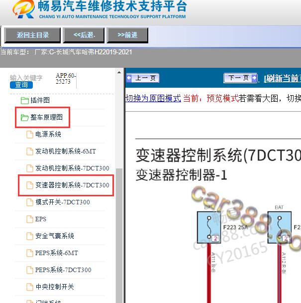 2019年长城哈弗H2变速箱电路图
