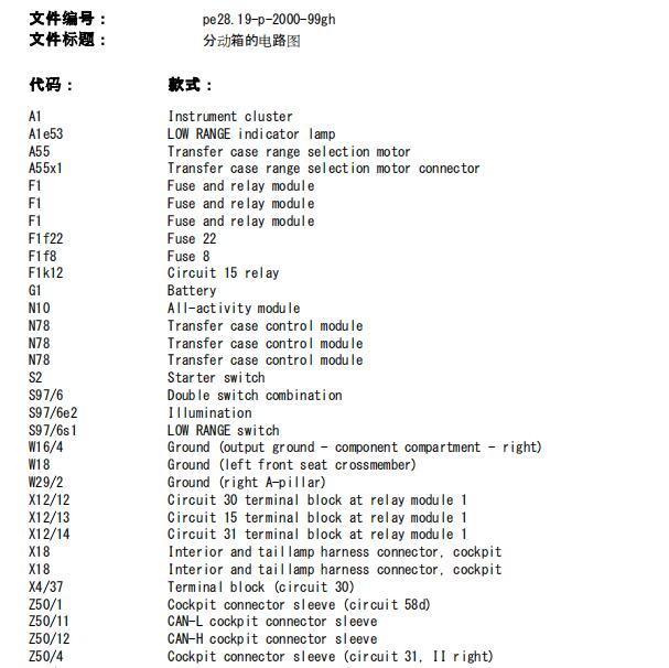 2001年奔驰ML320四驱电路图及维修手册