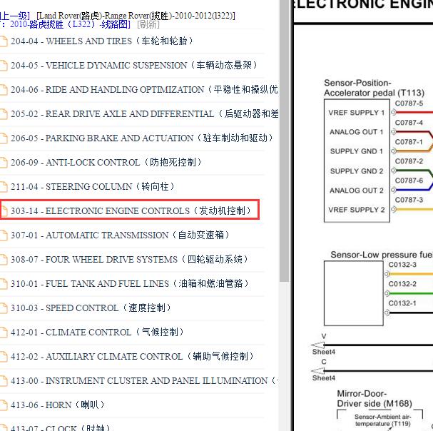 2010-2012年路虎揽胜发动机电路图.