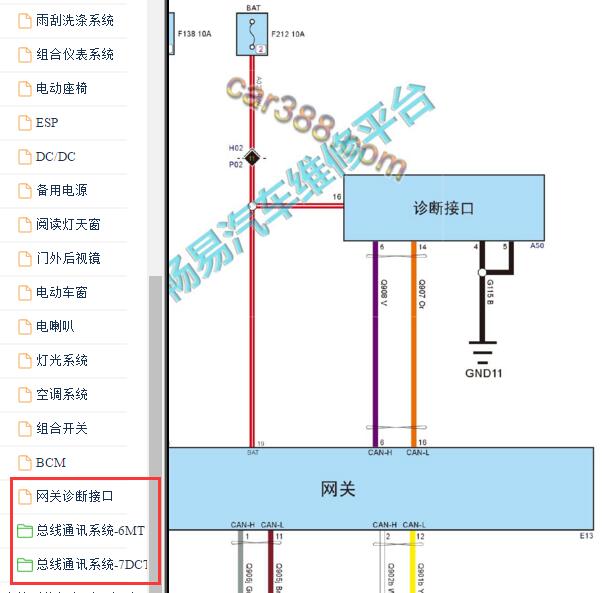 2019-2021年哈弗H2诊断接口电路图