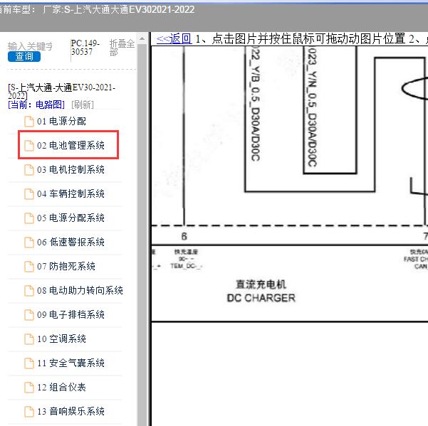 2021-2022年上汽大通-大通EV30 快充电路图