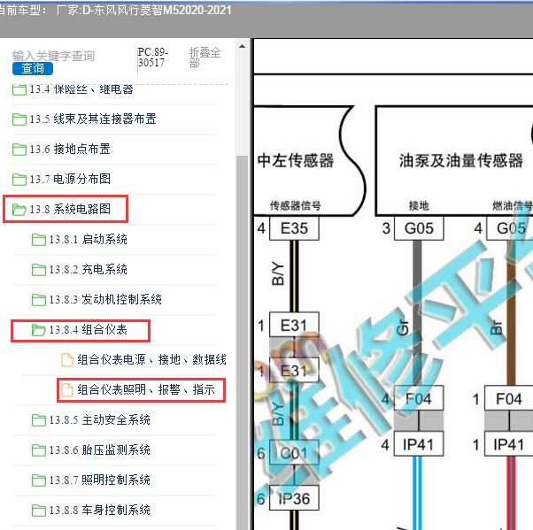 2020-2021年东风风行-菱智M5 仪表电路图