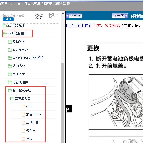 2017-2019年福田汽车-图雅诺纯电动 整车控制器维修手册