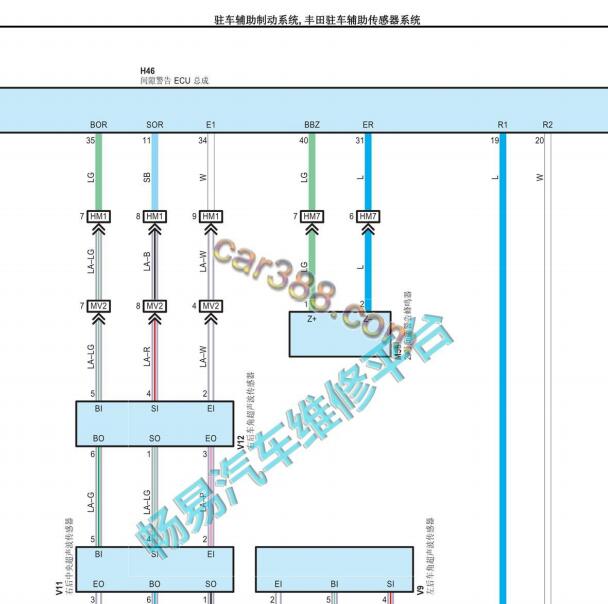 2021年丰田汉兰达驻车辅助电路图