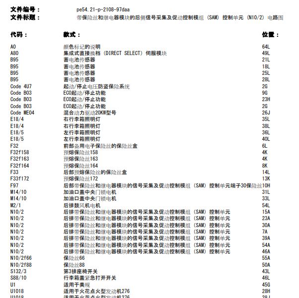 2010年奔驰E300 后SAM电路图