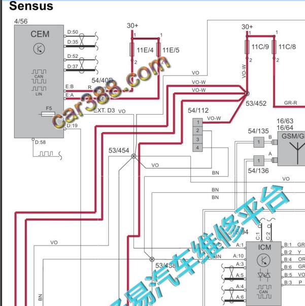 2017年沃尔沃XC90 ONCALL系统和倒车摄像头电路图