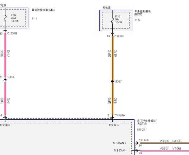 2015年福特锐界电动尾门电路图