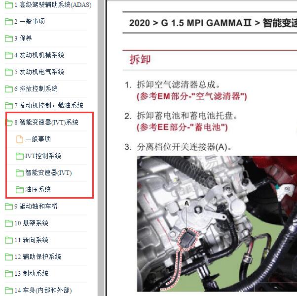 2020-2021年起亚KX3傲跑变速箱维修手册