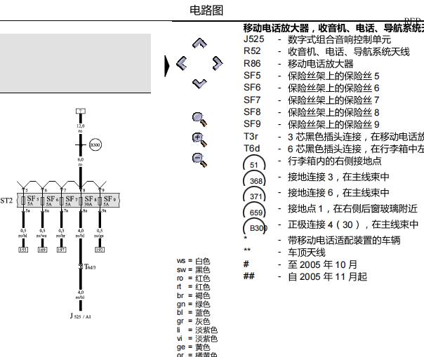 2005年奥迪A6L 娱乐音响和后备箱电路图以及保险丝继电器位置