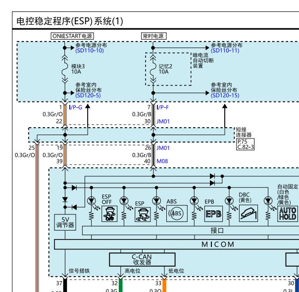 2014年现代胜达ABS电路图