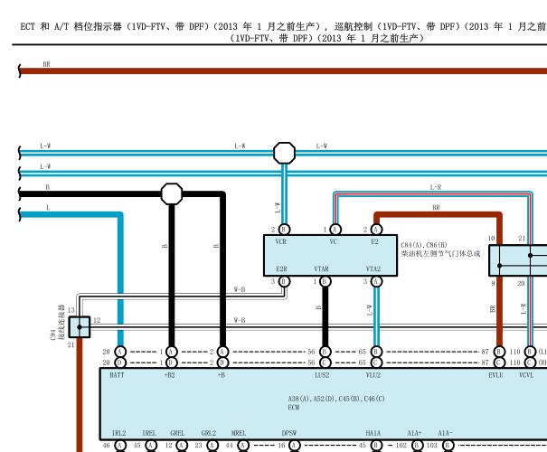 2011年丰田酷路泽1VD发动机电路图和针脚资料