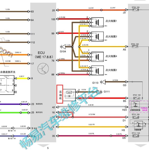 2017-2019年瑞虎7 压缩机电路图.