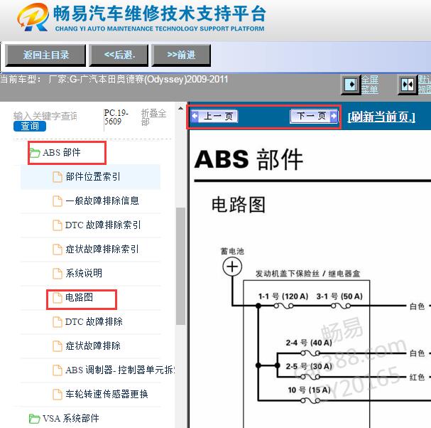 2009-2011年本田奥德赛 ABS电路图
