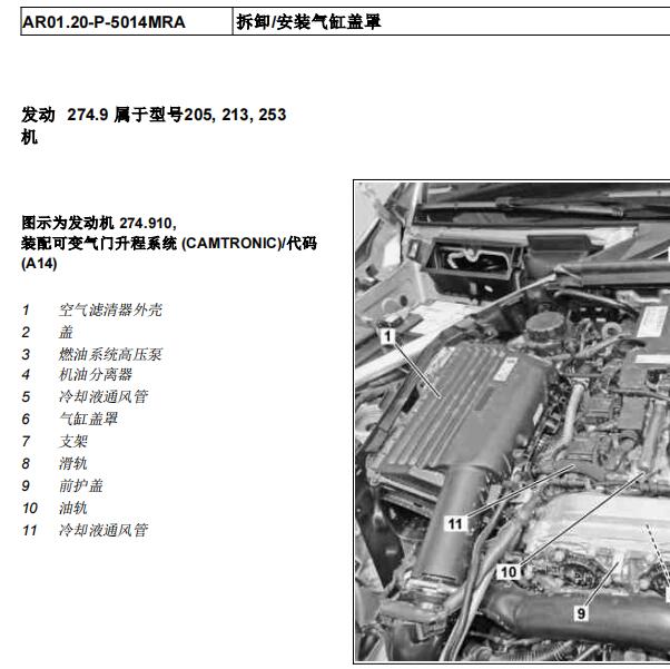 2017年奔驰GLC260发动机维修手册