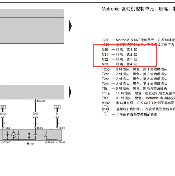 2007年斯柯达明锐2.0发动机喷油嘴电路图