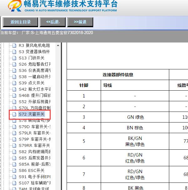 2018年宝骏730天窗开关针脚定义