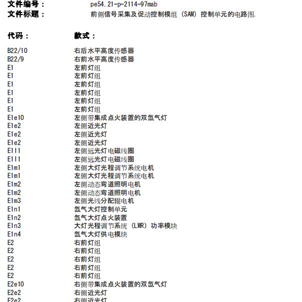 2008年奔驰ML350前SAM电路图